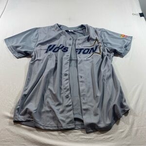 Houston Astros Jersey shirt Gray Button-Up Jersey Blue Gold Logo NWT Baseball